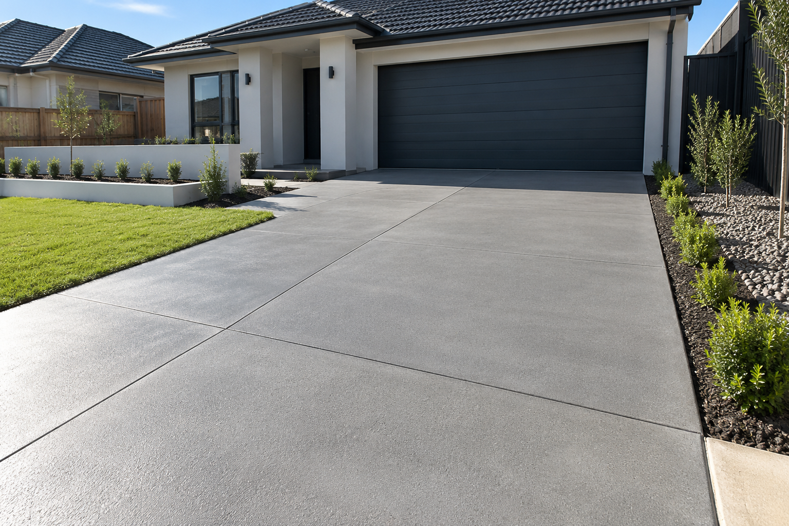 Illustrative photo of a residential concrete driveway